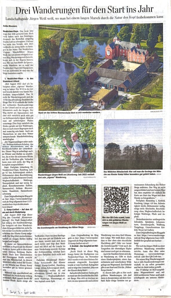 Drei Wanderungen für den Start ins Jahr - WAZ vom 3.1.2025